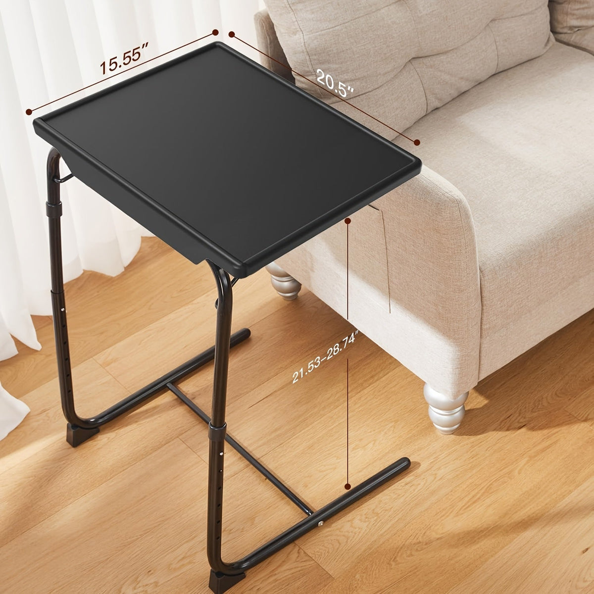 Adjustable Foldable TV Tray Table - 6 Height & 3 Tilt Angle Settings - Bed, Sofa & Restaurant Use - 1, 2 & 3 Pack - Black, White & Grey