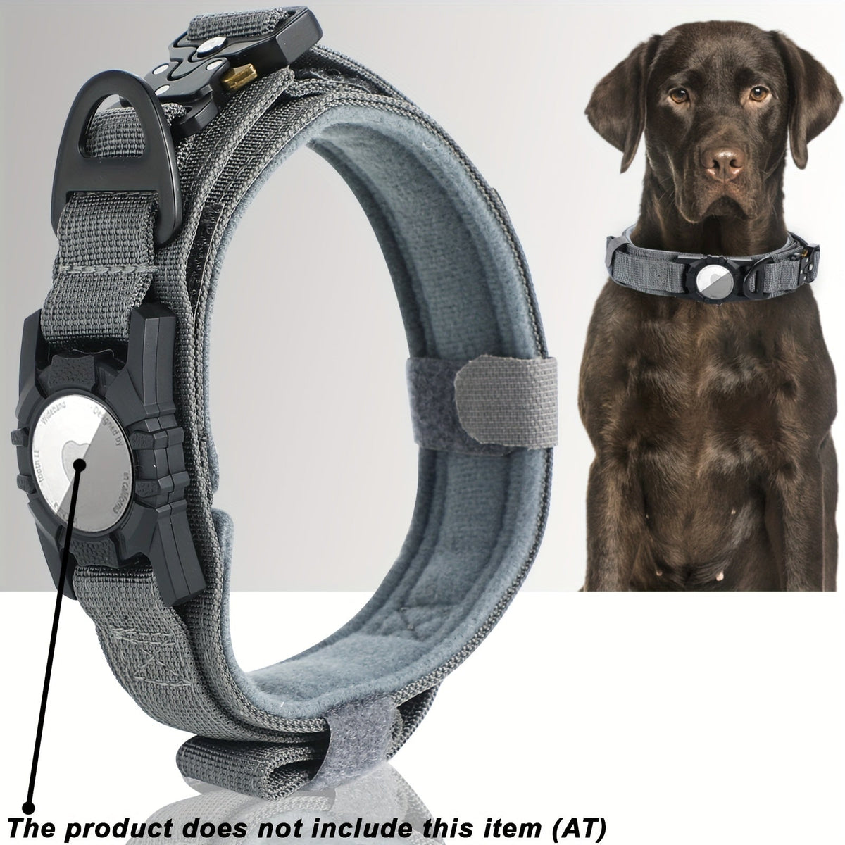 Tactical Dog Collar with GPS Holder - Military Style Heavy Duty Nylon Collar for All Breeds, Adjustable Secure Fit Training Collar, 5 Colors 4 Sizes (M/L/XL) for Large & Medium Dogs