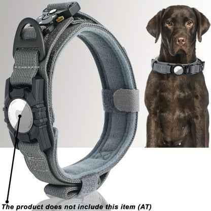 Tactical Dog Collar with GPS Holder - Military Style Heavy Duty Nylon Collar for All Breeds, Adjustable Secure Fit Training Collar, 5 Colors 4 Sizes (M/L/XL) for Large & Medium Dogs