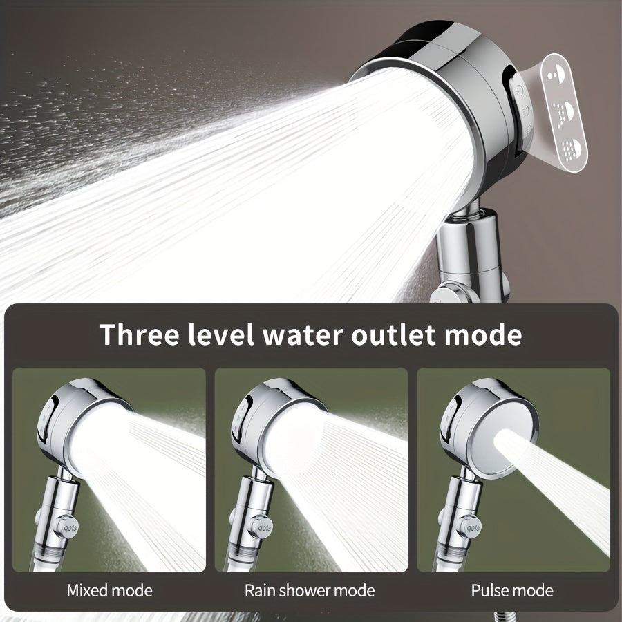 H37 Supercharged Filtered Showerhead - 3-Speed Adjustable, High Pressure, Adjustable Angle Bathroom Shower Head - Silvery, Black, Grey & White (Head Only)