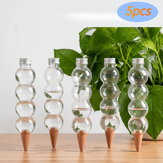 5-Pack Gourd-Shaped Automatic Plant Waterer - No-Install Drip Irrigation, Leak-Proof, 16.91oz Capacity, 3–7 Days - Balcony, Bedroom, Office & Courtyard - Pothos, Succulents & Flowers