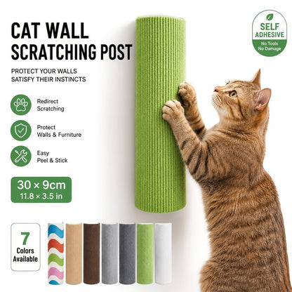 Wall-Mounted Cat Scratching Post – Self-Adhesive Cylindrical Sisal Scratcher, Horizontal & Vertical Combination Assembly, Space-Saving Claw Sharpening for Indoor Cats, 6 Colors