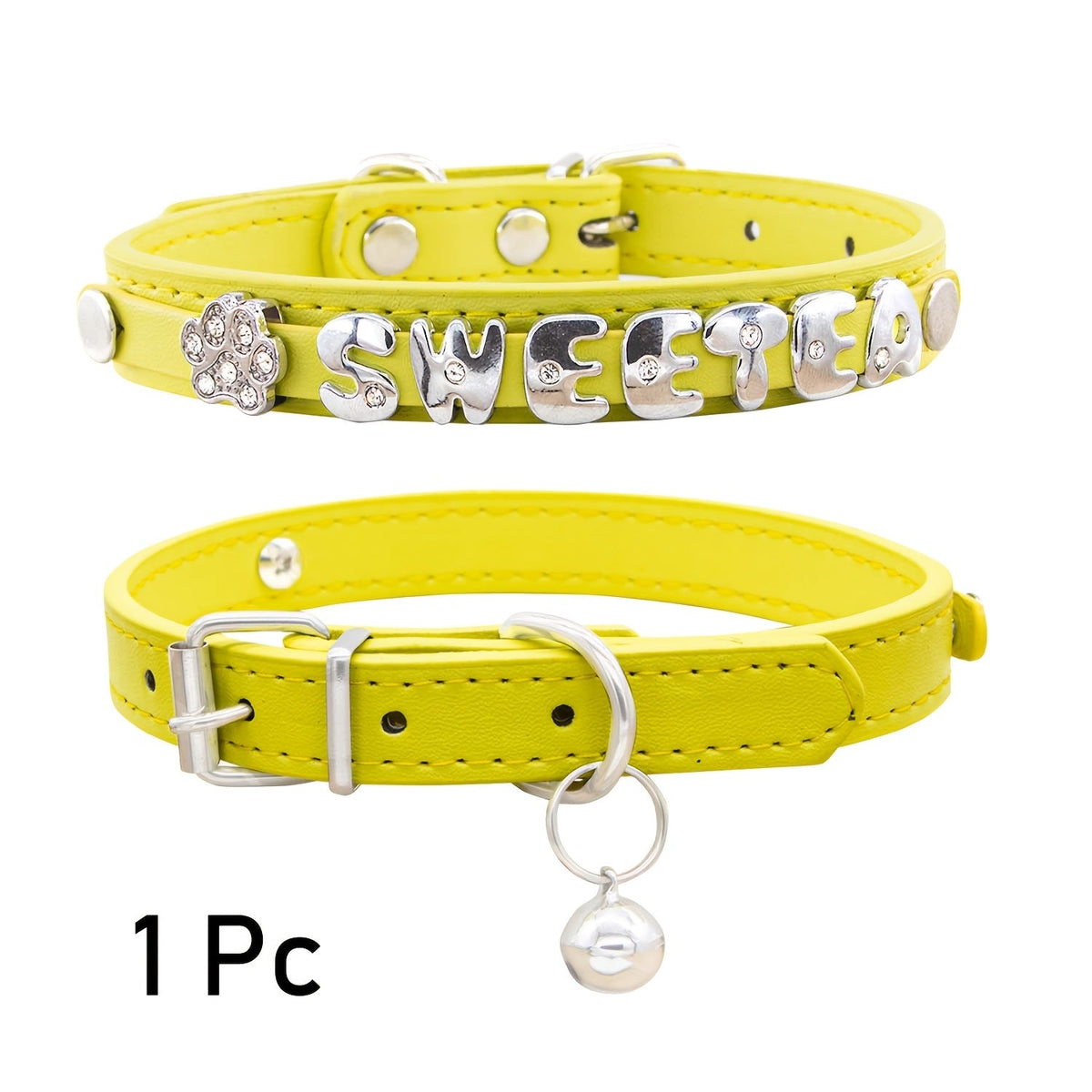 Personalized Faux Leather Cat & Dog Collar with Pendant Tag, Customized ID Collar for Small & Medium Dogs and Cats, Adjustable Pet Collar with Exquisite Charm Decoration, 11 Colors XS to M