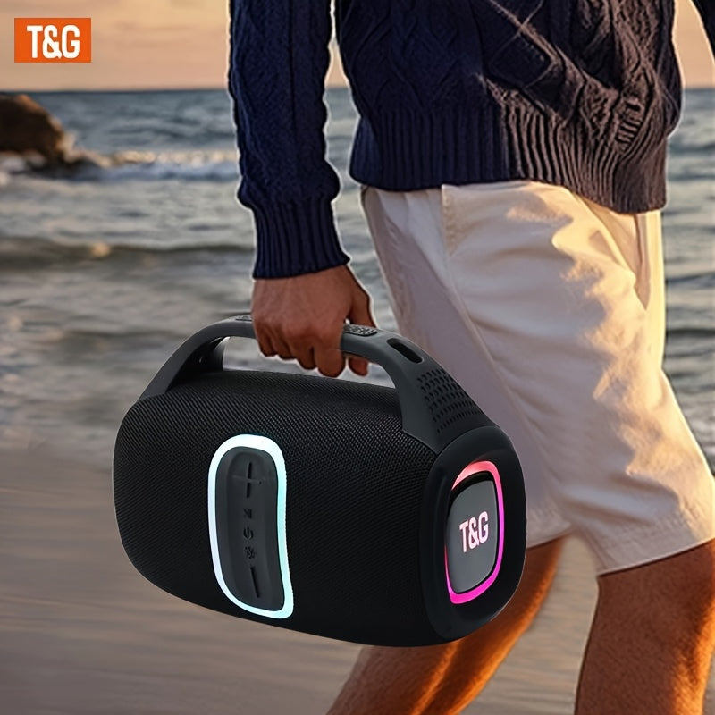 TG674 30W Portable Outdoor Bluetooth Speaker IPX4 Waterproof Subwoofer Dual Pairing 3600mAh Battery Booming Bass with Handle – Black Blue Gray