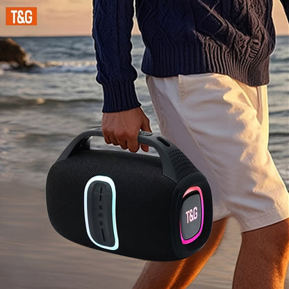 TG674 30W Portable Outdoor Bluetooth Speaker IPX4 Waterproof Subwoofer Dual Pairing 3600mAh Battery Booming Bass with Handle – Black Blue Gray