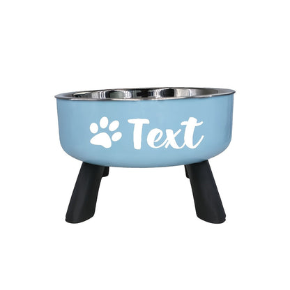 Personalized Stainless Steel Elevated Pet Bowl for Small Dogs – Anti-Slip Raised Feeder with Custom Name & Pattern, Neck Protection Design, Easy Clean Dog Food Water Dish