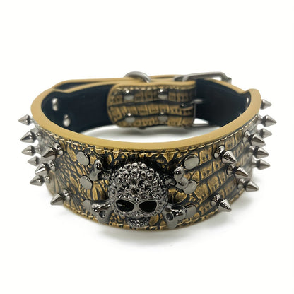 Spiked Studded Dog Collar with Leash Set – Rivet PU Leather Dog Collar for Training & Walking, Punk Rock Style Collar for Small Medium Large Dogs, Adjustable Heavy Duty with Metal Buckle