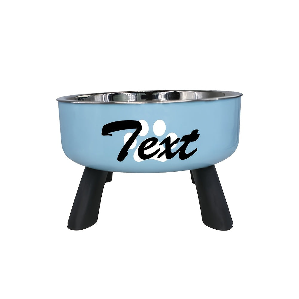 Personalized Stainless Steel Elevated Pet Bowl for Small Dogs – Anti-Slip Raised Feeder with Custom Name & Pattern, Neck Protection Design, Easy Clean Dog Food Water Dish