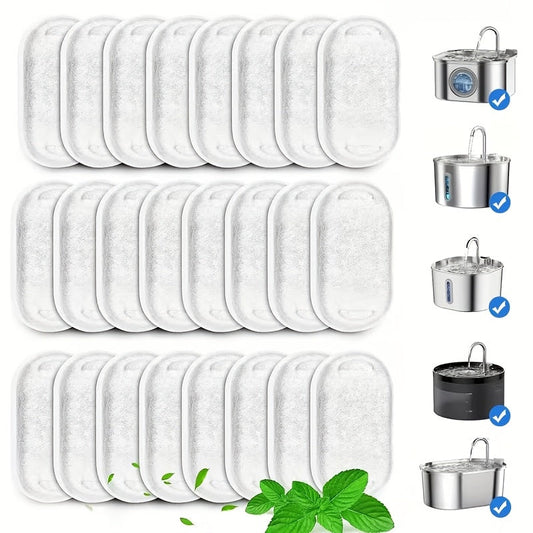 Cat Water Fountain Replacement Filters 12 or 24 Pack for 67oz 2L and 108oz 3.2L Stainless Steel Pet Water Dispensers Easy Install Long-Lasting Filtration