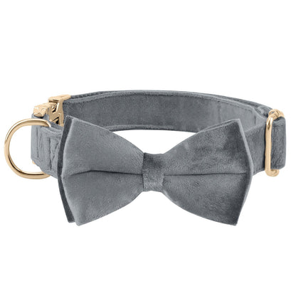 Dog Bowtie Collar Velvet Adjustable with Metal Buckle - Cute Puppy Bow Tie Collar S-XL for Small Medium Large Dogs, 12 Colors, Durable Elegant Dog Gift