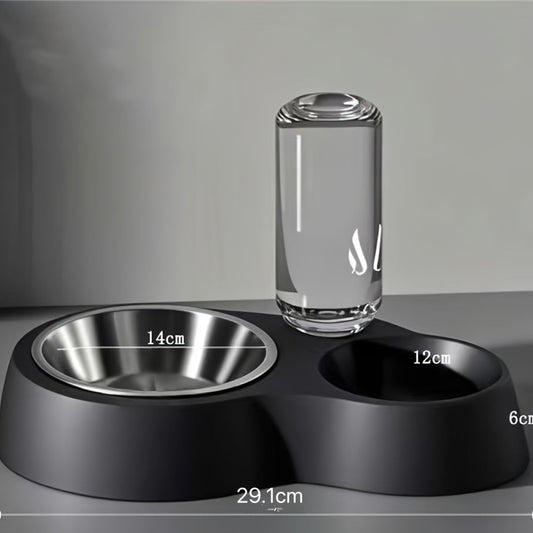 Automatic Pet Water Dispenser and Food Bowl Set for Cats and Small Dogs - Dual-Use Non-Slip Feeding Station with Durable PP Material, Easy-Clean Space-Saving Design, No Battery Required