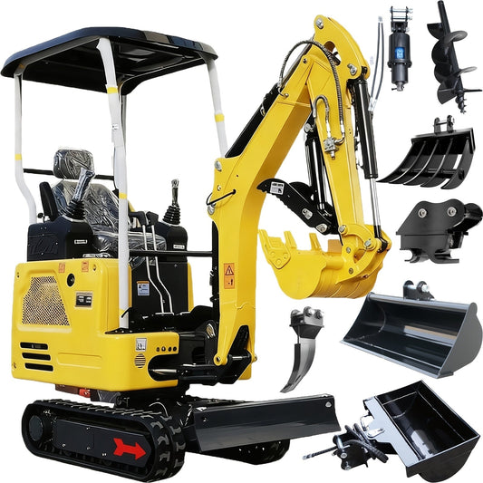 1.8 Ton Mini Excavator R327 Kubota D722 EPA Tier 4 Diesel Side Swing Boom 8-Way Pilot Control Expandable Tracks 35.5–47.4" 5.8ft Dig Depth 6 Attachments Quick Connect 90% Pre-Assembled USA Warehouse