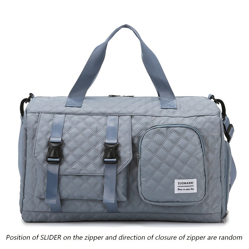 Large Capacity Argyle Travel Duffle Bag - Sports Gym Bag - Spacious & Portable for Overnight & Weekend Trips - Off White, Dark Blue, Green, Pink, Grey, Purple, Khaki & Black