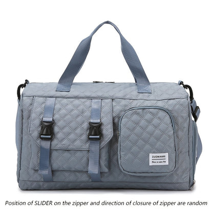 Large Capacity Argyle Travel Duffle Bag - Sports Gym Bag - Spacious & Portable for Overnight & Weekend Trips - Off White, Dark Blue, Green, Pink, Grey, Purple, Khaki & Black
