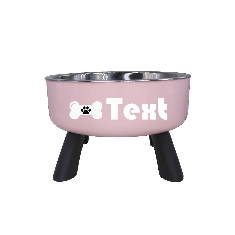 Personalized Stainless Steel Elevated Pet Bowl for Small Dogs – Anti-Slip Raised Feeder with Custom Name & Pattern, Neck Protection Design, Easy Clean Dog Food Water Dish
