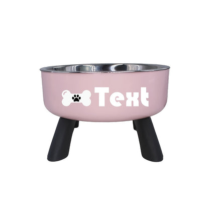 Personalized Stainless Steel Elevated Pet Bowl for Small Dogs – Anti-Slip Raised Feeder with Custom Name & Pattern, Neck Protection Design, Easy Clean Dog Food Water Dish