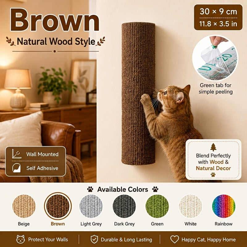 Wall-Mounted Cat Scratching Post – Self-Adhesive Cylindrical Sisal Scratcher, Horizontal & Vertical Combination Assembly, Space-Saving Claw Sharpening for Indoor Cats, 6 Colors