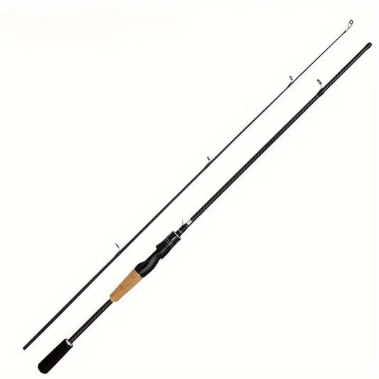 Carbon Fiber Fishing Lure Rod 180cm (70.86") Wooden Handle – Lightweight M-Tuned Two-Section Casting Rod for All Waters, Freshwater & Saltwater Bass Fishing Rod for Men & Women