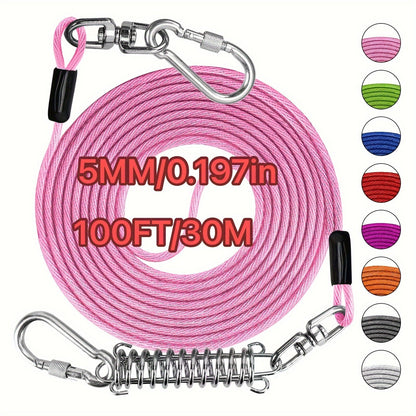 Heavy Duty Dog Leash 6 10 15 30 50 75 100 Feet Long Training Tie Out Cable for Large Dogs Up to 500 lbs Durable Bite-Resistant Yard Running Rope Lead