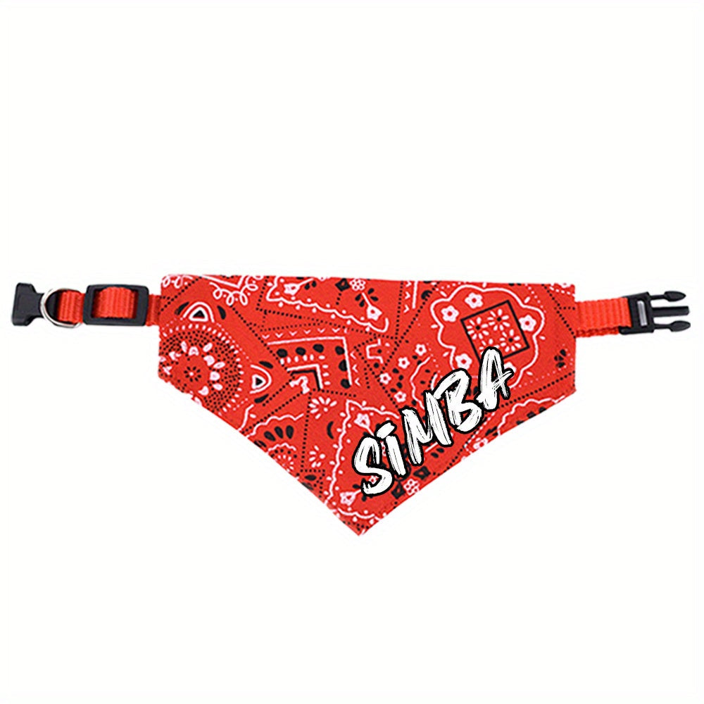 Personalized Dog Bandana Collar with Snap Closure - Adjustable Soft Polyester Pet Saliva Towel Necklace for Small Medium Large Dogs S M L 4 Colors Black Red Blue Pink Holiday Gift