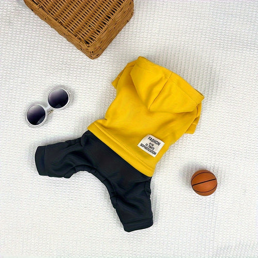 Color Block Small Dog Hoodie – 4-Legged Sweatshirt Machine Washable Polyester Winter Pullover for Small Dogs, XS to XXL, Casual Cozy Pet Sweatshirt in Pink Red Ginger for Cold Weather Outings