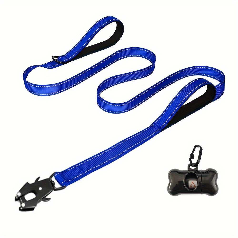 6ft Heavy Duty Dog Leash with Double Handles & Tactical Frog Clip – Reflective Rope Training Leash with Quick Release Locking Clip for Medium & Large Dogs, 11 Colors Available