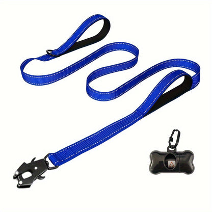 6ft Heavy Duty Dog Leash with Double Handles & Tactical Frog Clip – Reflective Rope Training Leash with Quick Release Locking Clip for Medium & Large Dogs, 11 Colors Available