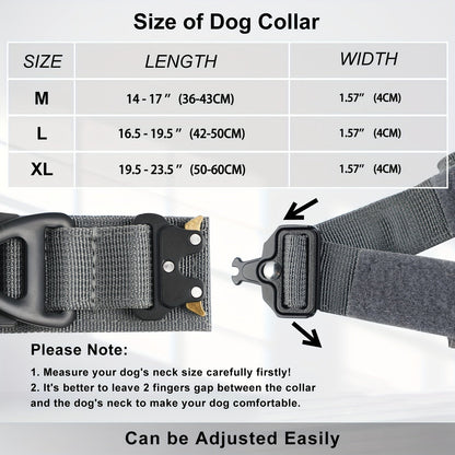 Tactical Dog Collar with GPS Holder - Military Style Heavy Duty Nylon Collar for All Breeds, Adjustable Secure Fit Training Collar, 5 Colors 4 Sizes (M/L/XL) for Large & Medium Dogs