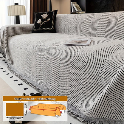 Thickened Plush Sofa Cover - Non-Slip, Pet-Friendly Furniture Protector - 4 Sizes - Living Room, Bedroom & Office - Khaki, White & Black, Grey & Black