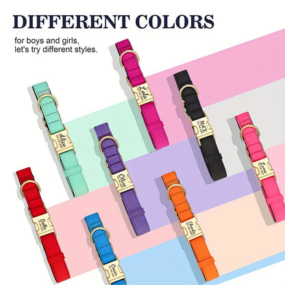 Customizable Nylon Dog Collar with Quick-Dry Diving Cloth Lining – Soft Comfortable Durable Collar for Small Medium Large Dogs – Personalized ID Info Dog Collar for Daily Walking & Outdoor Activities
