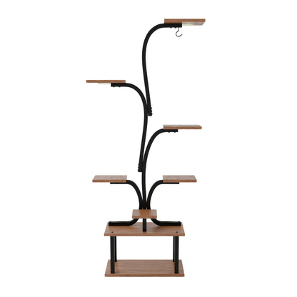 8-Tier Indoor Plant Stand with Grow Lights – Tall Metal Plant Rack with Wooden Shelves Full Spectrum LED Timer for Living Room Bedroom Balcony
