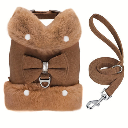 Small Dog Harness and Leash Set Soft Warm Winter Vest Harness for Small Dogs Cats Chihuahua Yorkie – Padded No-Pull Puppy Harness with Quick Release Buckle Dog Clothes Vest for Outdoor Walking