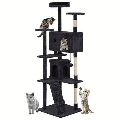 Multi-Level Cat Tree Tower with Scratching Post, Perches & Plush Apartments – Space-Saving Indoor Cat Climbing Frame & Activity Center, Heights 36–80 Inch, 6 Colors