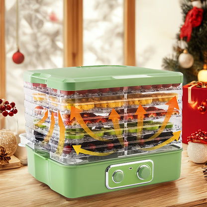Food Dehydrator - 5-Tray & 8-Tier BPA-Free Stackable, 95–158°F Digital Temp Control, Quiet <33dB, 240W - Jerky, Fruit, Meat, Veggies, Herbs & Snacks - Silver & Green