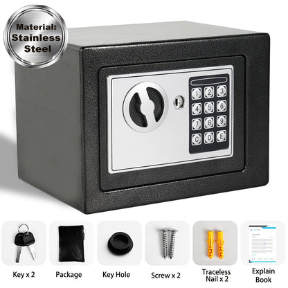 Fireproof Home Safe with Digital Keypad, Keys & Passcode Lock – Includes Fireproof Money Bag, Sensor Light & Adjustable Shelf for Home Office Business Money Valuables