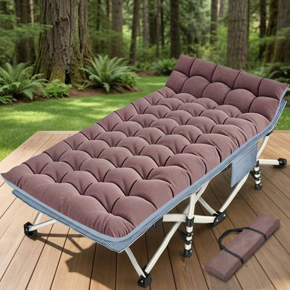 XXL Folding Camping Cot with Mattress Pad 36"x80" Heavy Duty 700-900 Lbs Capacity - Oversize Portable Sleeping Cot with Carry Bag for Camping, Guest Bed, Travel & Outdoor Use