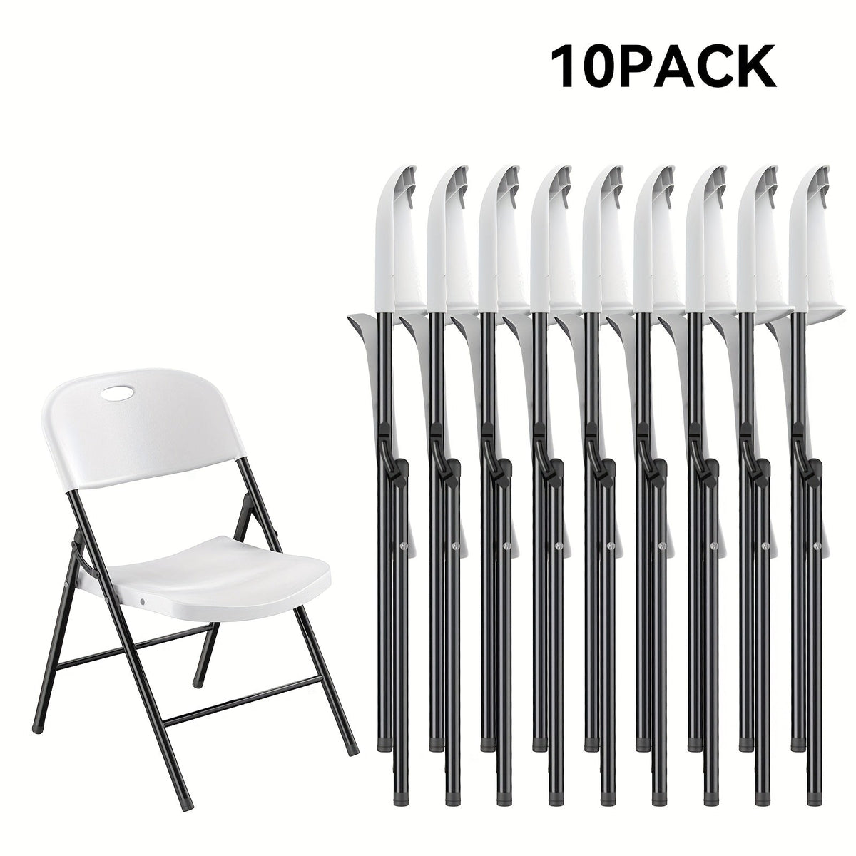 Heavy-Duty PP Plastic Folding Chairs – 1000 LB Capacity Ergonomic Foldable & Portable for Indoor & Outdoor Events Parties & Dinners (4-Pack, 8-Pack & 10-Pack)