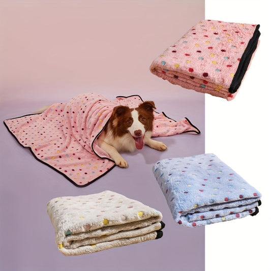 Ultra-Soft Pet Blanket for Dogs and Cats - Warm Cozy Polka Dot Pattern Fleece Blanket with Black Border for Puppy Kitten Small Medium Large Pets, 3 Colors & 3 Sizes S M L