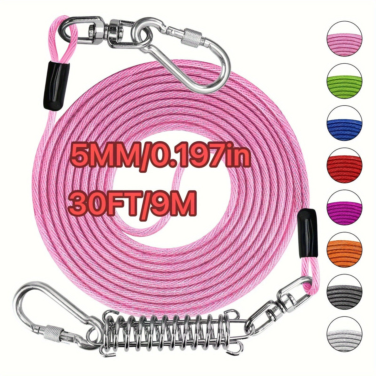 Heavy Duty Dog Leash 6 10 15 30 50 75 100 Feet Long Training Tie Out Cable for Large Dogs Up to 500 lbs Durable Bite-Resistant Yard Running Rope Lead