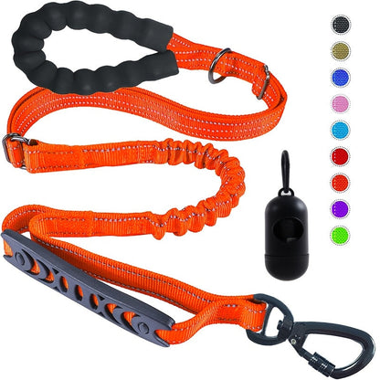 4-in-1 Elastic Dog Leash for Medium Large Dogs Adjustable Bungee Training Leash with Foam Grip Handle Anti-Choke Shock Absorbing – Multifunctional Dog Walking Leash for Hands-Free Jogging and Training