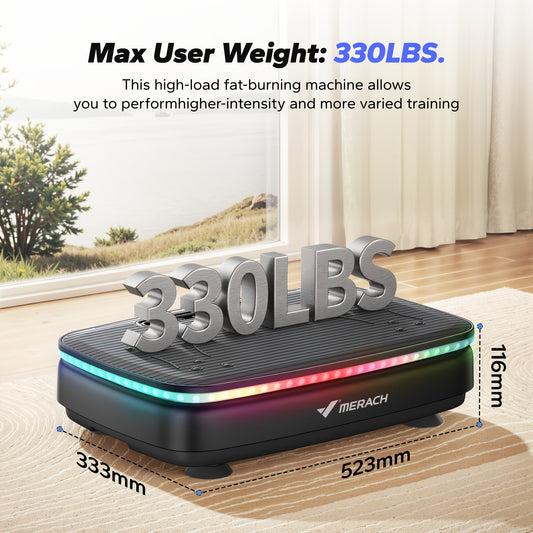 Vibration Plate Exercise Machine, 99 Speed Levels, LED Color Light, 330 lbs Capacity, Whole Body Workout Fitness Platform, for Home Gym, Weight Loss, Muscle Toning & Recovery