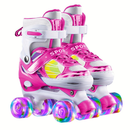 Adjustable Kids Roller Skates with Light-Up Wheels – Fun LED Rollerskates for Boys & Girls Ages 4–12, Youth & Toddler Sizes S/M/L, 9 Colors