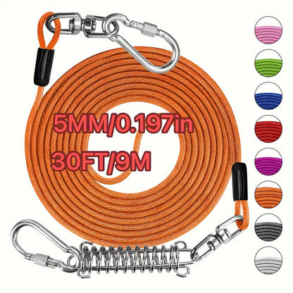 Heavy Duty Dog Leash 6 10 15 30 50 75 100 Feet Long Training Tie Out Cable for Large Dogs Up to 500 lbs Durable Bite-Resistant Yard Running Rope Lead