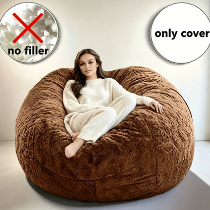 Large Round Bean Bag Bed Cover - Machine Washable, Soft Lazy Sofa Cover for Adults, No Filler Included - Living Room, Dorm & Bedroom - Light Grey, Black, Blue & Brown