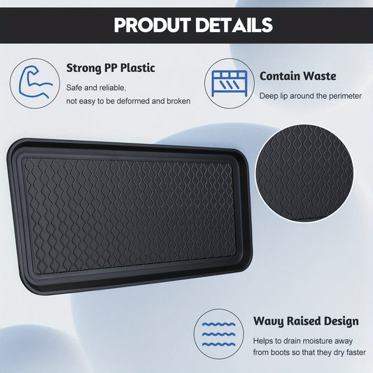 Waterproof Dog Feeding Mat 6pc - Anti-Slip Pet Food Bowl Mat Tray 30x15x1.2 Inch for Dogs Cats Indoor Outdoor Floor Protection - Multi-Purpose Boot Tray Shoe Mat Black