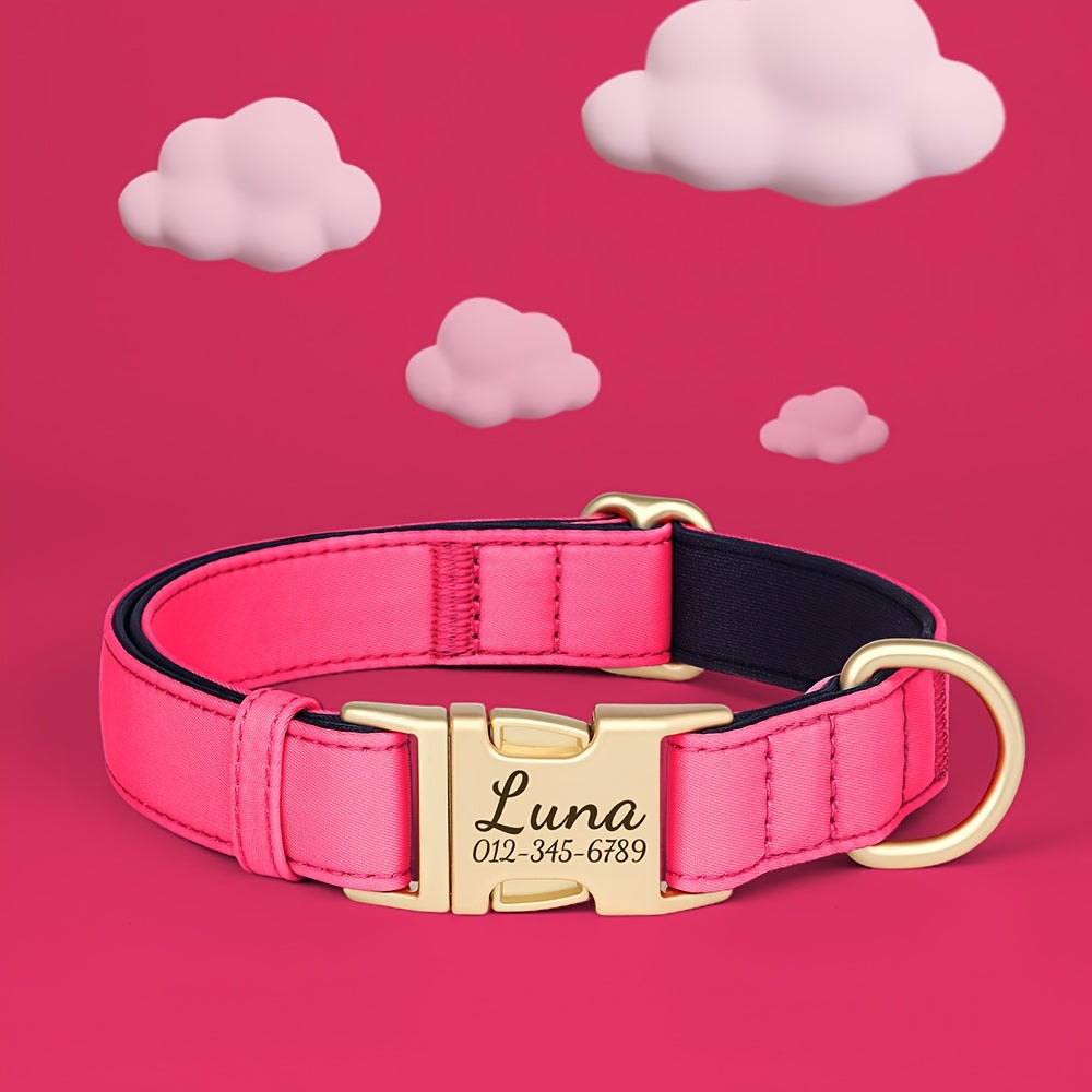 Customizable Nylon Dog Collar with Quick-Dry Diving Cloth Lining – Soft Comfortable Durable Collar for Small Medium Large Dogs – Personalized ID Info Dog Collar for Daily Walking & Outdoor Activities