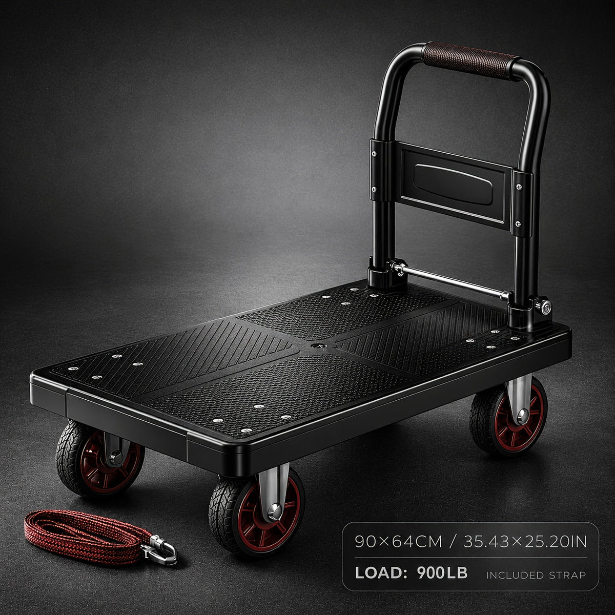 Heavy Duty Folding Platform Cart & Hand Truck with Strap - 190lb to 900lb Capacity Options, Silent Warehouse & Industrial Models for Moving, Warehouse, Garden & Holiday Use