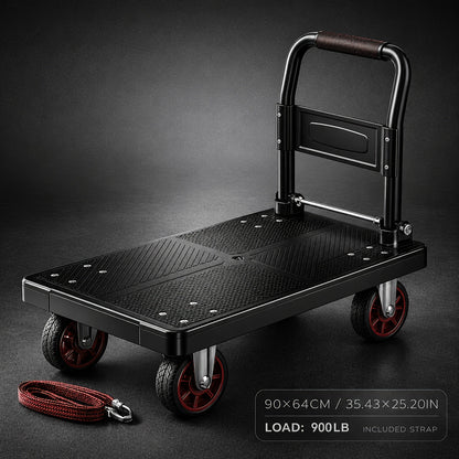 Heavy Duty Folding Platform Cart & Hand Truck with Strap - 190lb to 900lb Capacity Options, Silent Warehouse & Industrial Models for Moving, Warehouse, Garden & Holiday Use