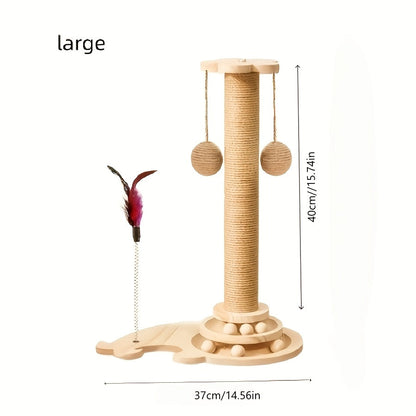 Cat Scratching Post & Cat Tree – Solid Wood Sisal Scratcher, Multiple Styles: Mushroom, Dolphin, Velvet, Hammock & Standing Board, Sizes S/M/L/XXXL for Cats of All Ages