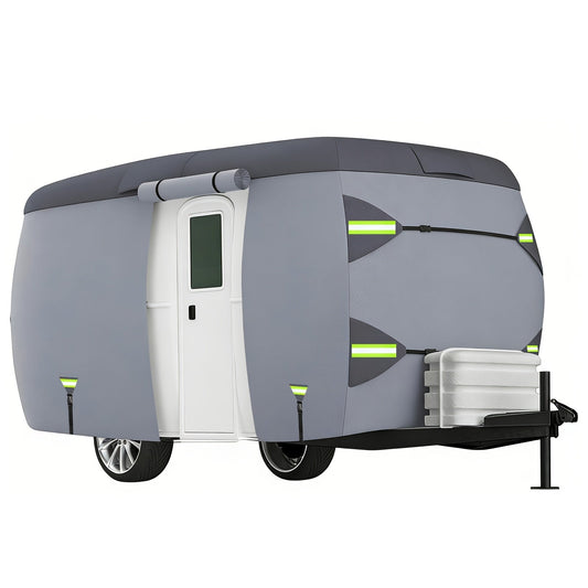 7-Layer Fiberglass Travel Trailer & RV Cover, Fits 8-16 Ft, Waterproof & Snowproof Roof Shield, UV & Tear Resistant, All-Weather Protection for Motorhomes, Campers & Trailers